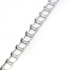 Sterling Silver Semi Mount Tennis Bracelet Setting with Princess Square settings for custom gemstone inclusion.