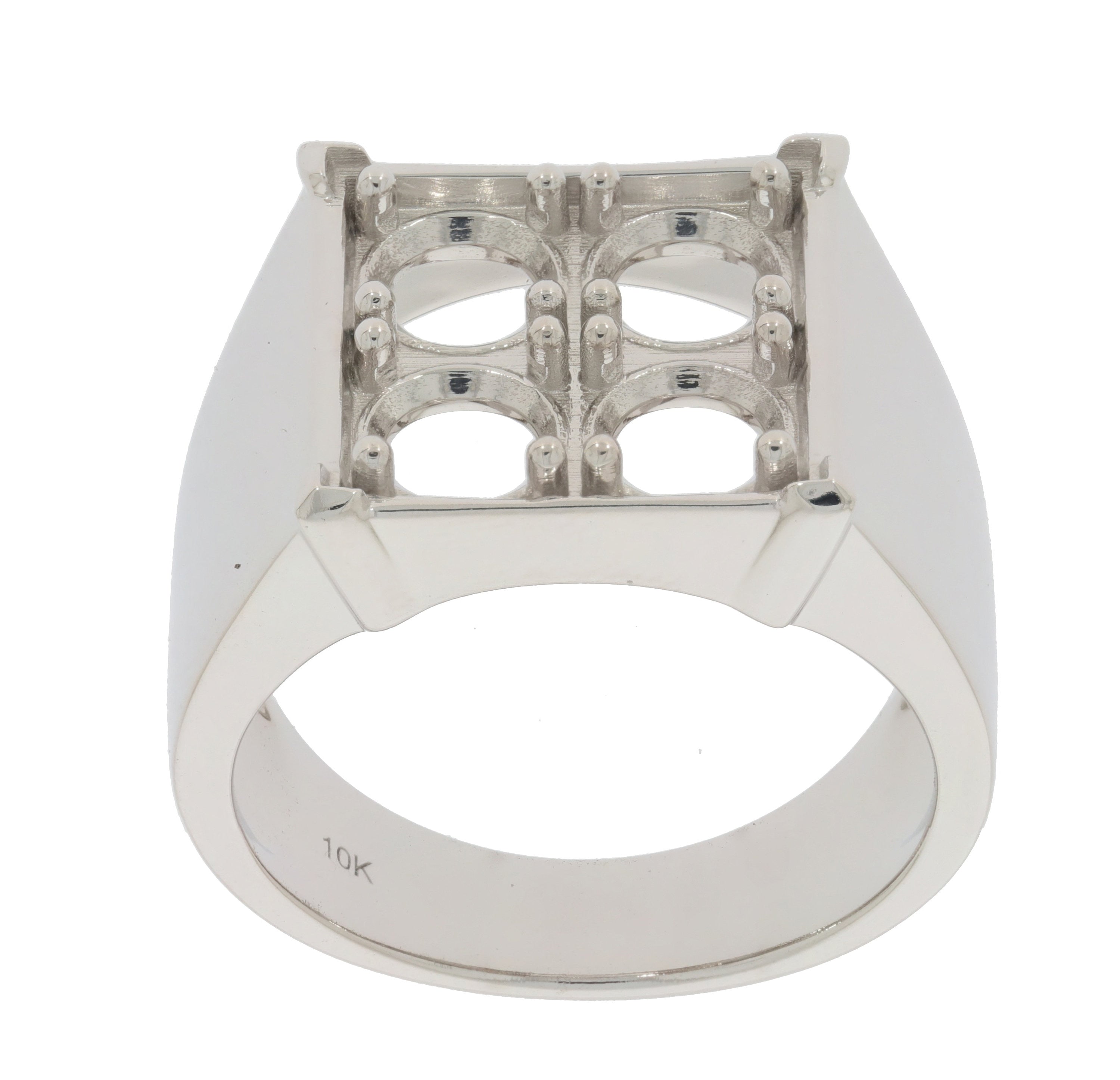 Men's sterling silver semi mount ring setting for 5x5mm round stones, elegant multi-stone style.