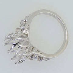 Sterling silver semi mount ring setting with white topaz, designed for custom gemstone sizes including oval and shapes.