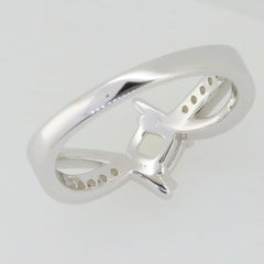 Custom sterling silver semi mount ring setting for 9x9mm princess cut gemstone with split shank design.