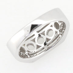Men's sterling silver semi mount ring setting with 3 stone style, showcasing intricate design and craftsmanship.