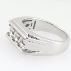 Men's sterling silver semi mount ring setting with round stones, designed for customizable gemstone options.