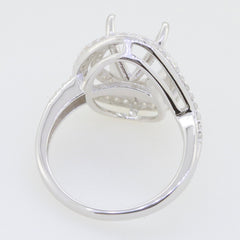 Sterling Silver Semi Mount Ring Setting with Double Halo design for Oval OV 11x9mm stone. Features White Topaz gemstones.