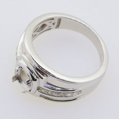 Men's Sterling Silver Semi Mount Ring Setting featuring a 6x6mm round gemstone placeholder.