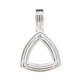 Sterling silver semi mount pendant setting in vintage style, featuring a triangular design with milgrain detailing.