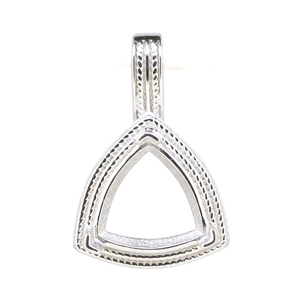 Sterling Silver Semi Mount Pendant Setting in Triangular Shape with Milgrain Vintage Design