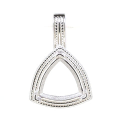 Sterling Silver Semi Mount Pendant Setting in Triangular Shape with Milgrain Vintage Design
