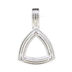 Sterling silver semi mount pendant setting in vintage style, featuring a milgrain design and triangular shape.