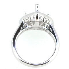 Sterling silver semi mount ring setting with vintage milgrain design, suitable for 11x11mm trillion gemstones.