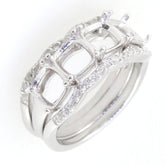 Sterling Silver Semi Mount Ring Setting with White Topaz 6x6mm, ideal for engagement or multi-stone jewelry.