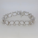 Sterling Silver Semi Mount Tennis Necklace Setting with round gemstone placeholders, made to order design.