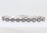 Sterling Silver Semi Mount Tennis Bracelet Setting with Black Spinel, Oval Cabochon Halo Design