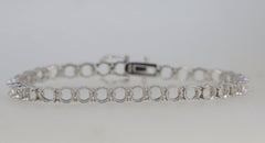 Sterling Silver Semi Mount Tennis Bracelet Setting showing links and clasp design for customizable gemstone options.
