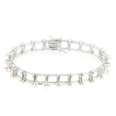 Sterling Silver Semi Mount Tennis Bracelet Setting with Princess Square 7x7mm openings, made to order for custom sizes.