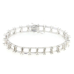 Sterling Silver Semi Mount Tennis Bracelet Setting with Princess Square 7x7mm openings, made to order for custom sizes.