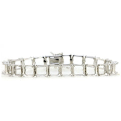Sterling silver semi mount tennis bracelet setting with princess cut squares, made to order for various sizes.