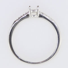Sterling Silver Semi Mount Ring Setting with Moissanite Accents, oval stone placeholder, elegant minimal design.