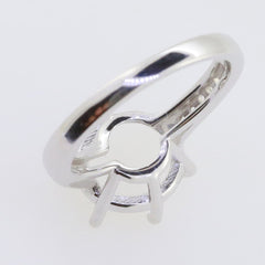 Sterling Silver Semi Mount Ring Setting for 11x11mm round gemstone with White Topaz accents.