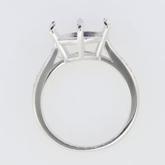 Sterling Silver Semi Mount Ring Setting with White Topaz Accents, round RD 11x11mm, custom sizes available.
