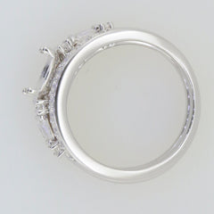 Sterling silver semi mount ring setting with white topaz, perfect for engagement or wedding, view from above.