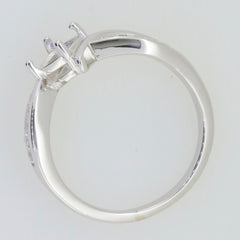 Custom sterling silver semi mount ring setting with bypass split shank for 9x9mm princess cut stone.