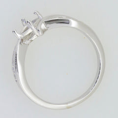 Sterling Silver Semi Mount Ring Setting with bypass split shank for 5x5mm cushion-shaped gemstones