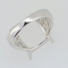 Sterling silver semi mount ring setting for 14x12mm cabochon gemstone placement.