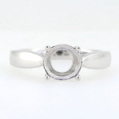 Sterling silver semi mount ring setting for 8x8mm round stone, simple solitaire design, handcrafted to order.