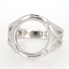 Sterling Silver Semi Mount Ring Setting for 14x14mm Cabochon with White Topaz design, made to order.