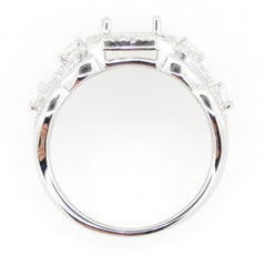 Sterling silver semi mount ring setting with white topaz accents and twisted shank design, main gemstone not included.