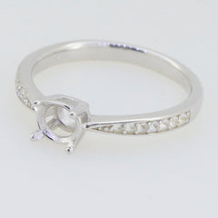 Sterling Silver Semi Mount Ring Setting with Moissanite Accents, Round RD 5x5mm, Handmade, Custom Sizes Available