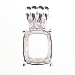 Sterling Silver Semi Mount Pendant Setting for Cushion Cut Gemstone sized 12x10, handmade to order, custom jewelry design.