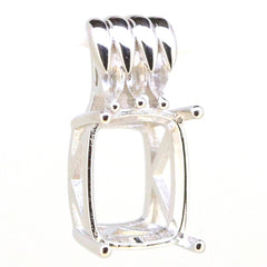 Sterling silver semi mount pendant setting for 12x10 cushion stones, customizable and made to order.