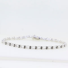 Sterling Silver Semi Mount Tennis Bracelet Setting with Black Spinel Accents, elegant design, made to order.