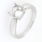 Sterling silver semi mount ring setting for 8x8mm round stone, featuring a simple solitaire design, made to order.