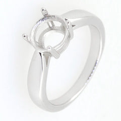 Sterling silver semi mount ring setting for 8x8mm round stone, featuring a simple solitaire design, made to order.