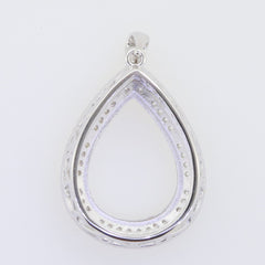 Sterling silver semi mount pendant setting in pear shape, designed for white topaz gemstones, made to order.