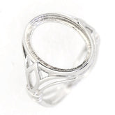 Sterling Silver Semi Mount Ring Setting for Oval Cabochon 16x12mm, customizable design, handmade to order.