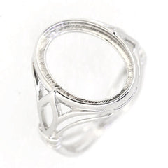 Sterling Silver Semi Mount Ring Setting for Oval Cabochon 16x12mm, customizable design, handmade to order.