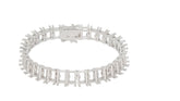 Custom Sterling Silver Semi Mount Tennis Bracelet Setting with stainless steel clasp, designed for emerald cut stones.