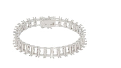 Sterling Silver Semi Mount Tennis Bracelet Setting with stainless steel tongue for durability, designed for custom sizes.