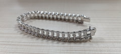 Sterling Silver Semi Mount Tennis Bracelet Setting viewed from above, showcasing the intricate design and stainless steel tongue.