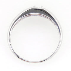 Men's sterling silver semi mount ring setting, oval halo design for custom gemstone placement.