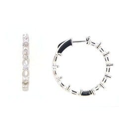 Sterling Silver Semi Mount Earrings Setting in Oval 6x4mm Inside Out Hoop style, customizable and made to order.