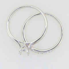 2 pieces sterling silver semi mount rings setting for round 5x5mm solitaire engagement gemstone