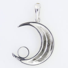 Sterling Silver Half Moon Pendant Setting with Marcasite for 5x5mm Round Gemstone