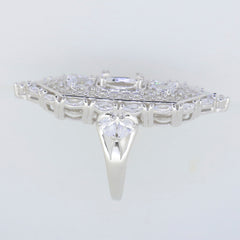 Sterling Silver Semi Mount Ring Setting for Oval 9x7mm, featuring sparkling White Topaz gemstones.