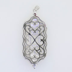 Sterling Silver Semi Mount Pendant Setting with intricate design, 9x7mm for White Topaz gemstones, made to order.