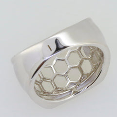 Men's sterling silver semi mount ring setting with honeycomb design, perfect for cabochon stone, made to order.