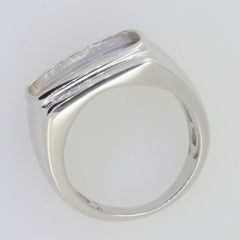 Men's sterling silver semi mount ring setting, designed for 15x11mm cabochon stone, custom-made, sleek and modern design.